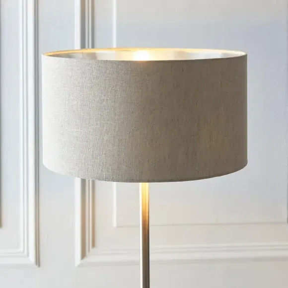 Mid Century Floor Lamp - Chrome, Linen