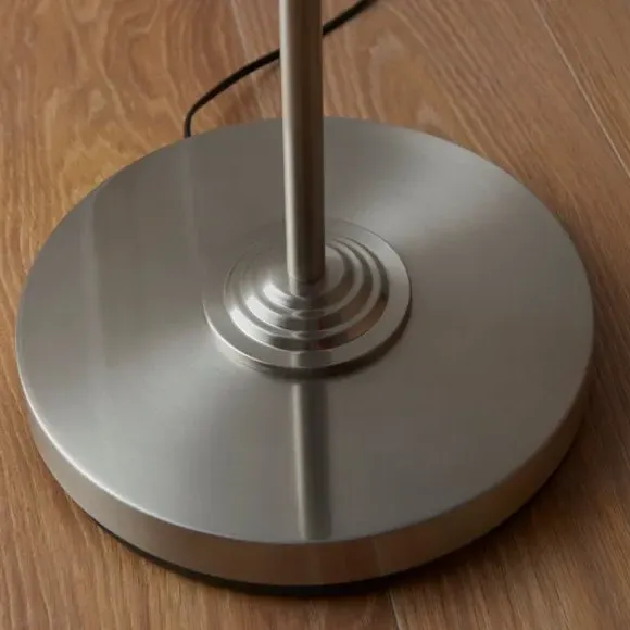 Mid Century Floor Lamp - Chrome, Linen