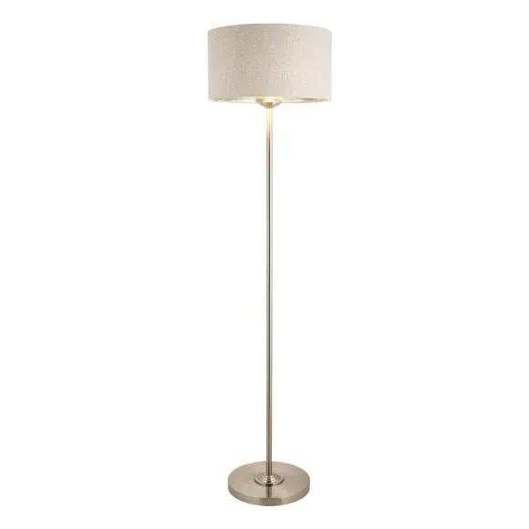 Mid Century Floor Lamp - Chrome, Linen