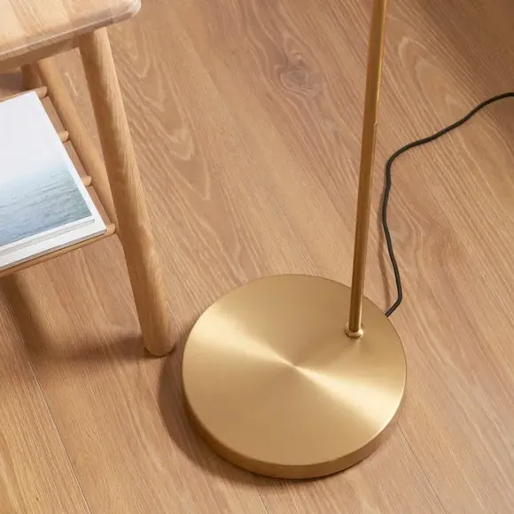 Mid Century Floor Lamp with Adjustable Head - Gold
