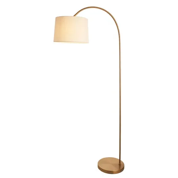 Mid Century Floor Lamp with Adjustable Head - Gold