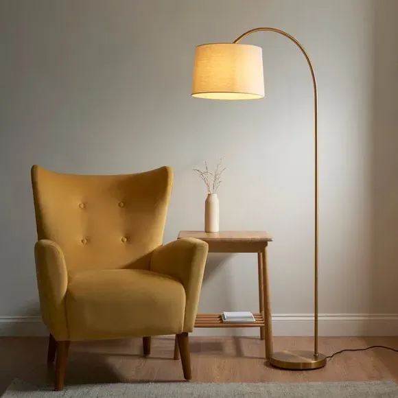 Mid Century Floor Lamp with Adjustable Head - Gold image
