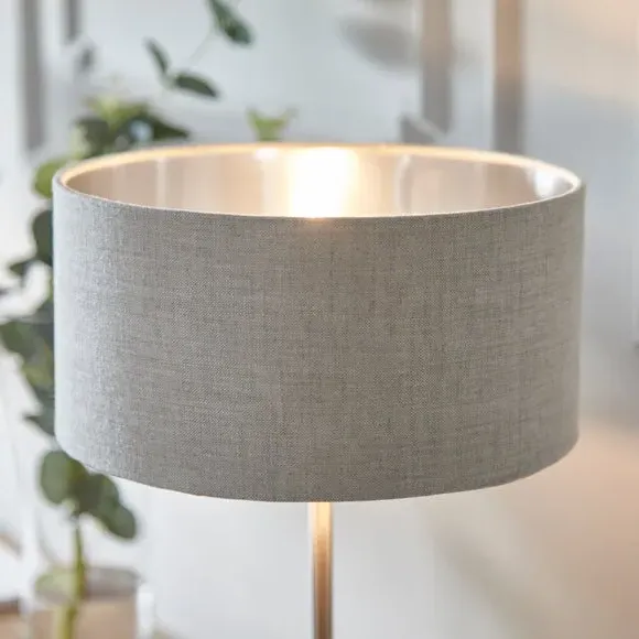 Mid Century Table Lamp - Chrome, Linen