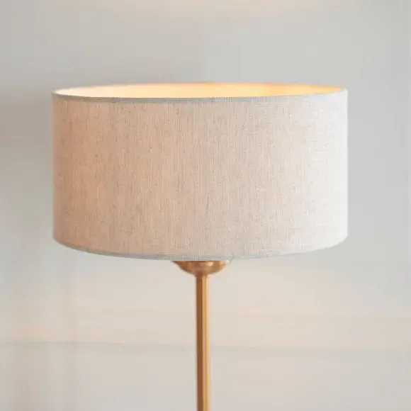 Mid Century Table Lamp - Gold, Linen