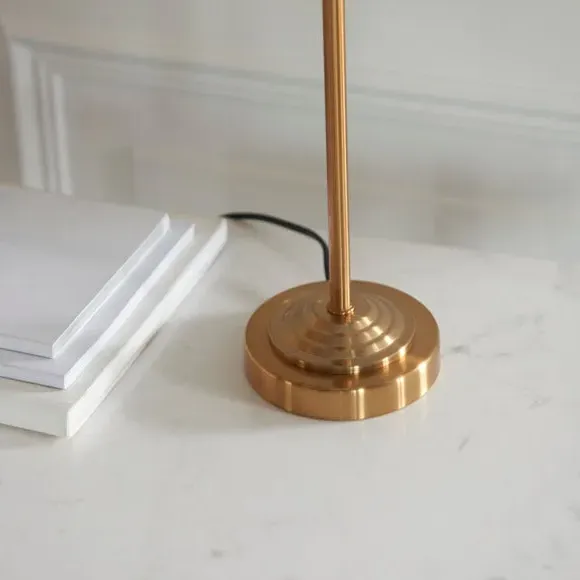 Mid Century Table Lamp - Gold, Linen