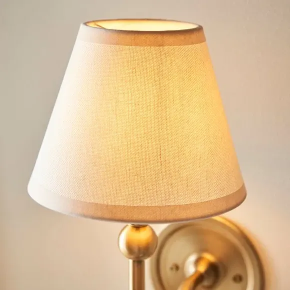 Mid Century Wall Light with Shade - White, Brass