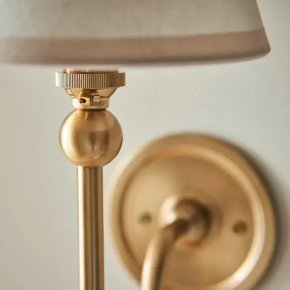 Mid Century Wall Light with Shade - White, Brass