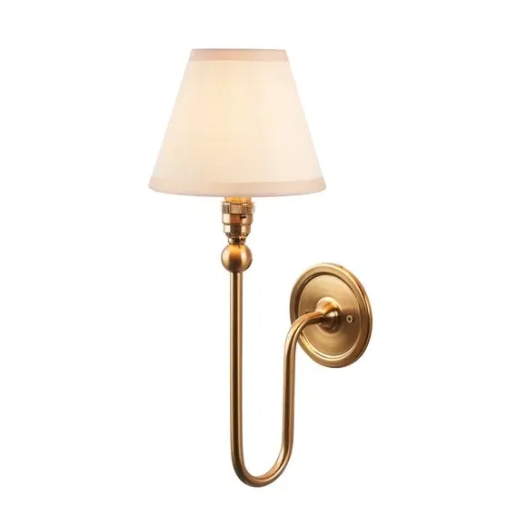 Mid Century Wall Light with Shade - White, Brass