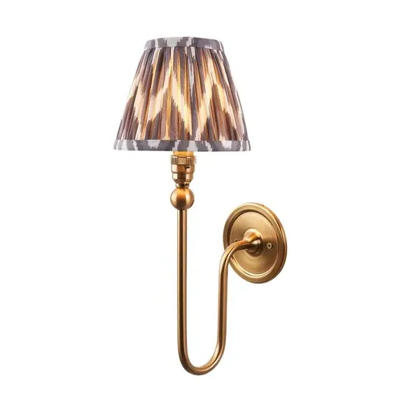 Mid Century Wall Light with Zigzag Shade - Grey