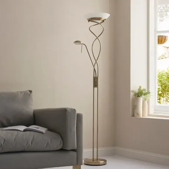 Mother & Child Floor Lamp with Dimmer - Brass