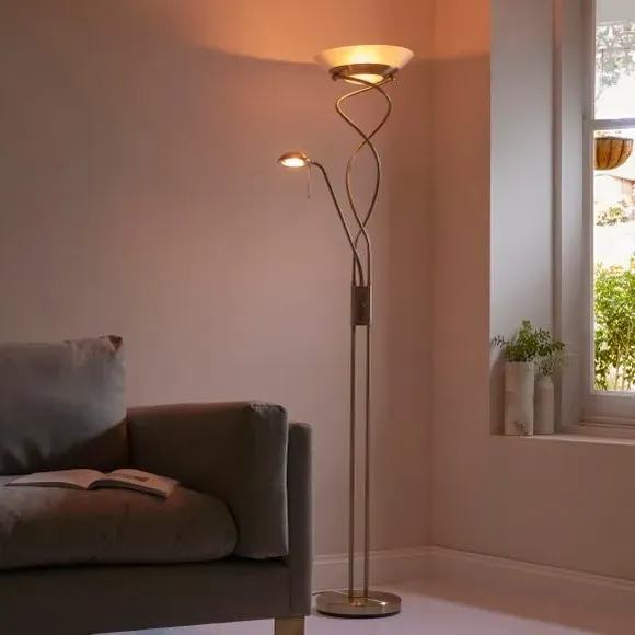 Mother & Child Floor Lamp with Dimmer - Brass