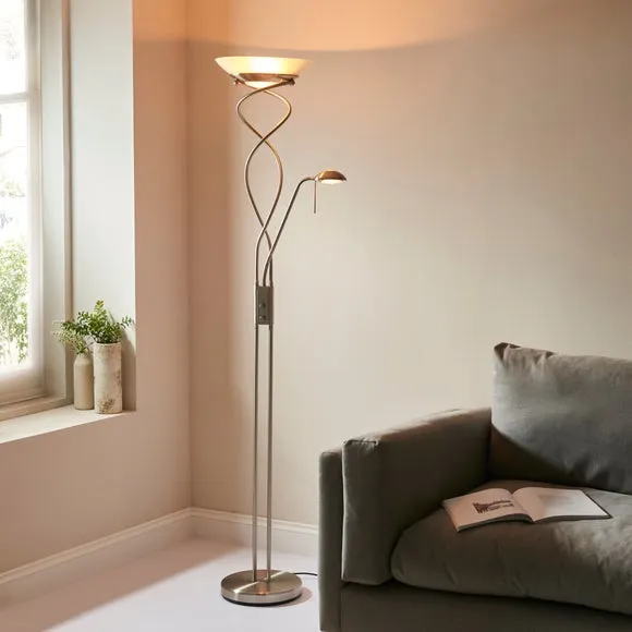 Mother & Child Floor Lamp with Dimmer - Chrome