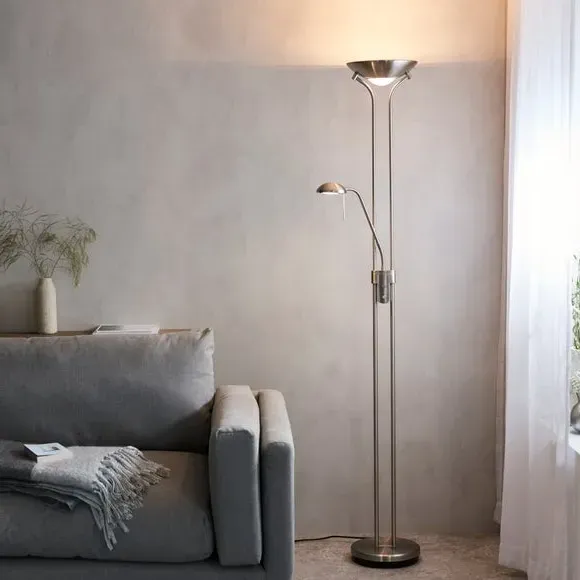 Mother & Child Floor Lamp with Dimmer - Nickel, Steel