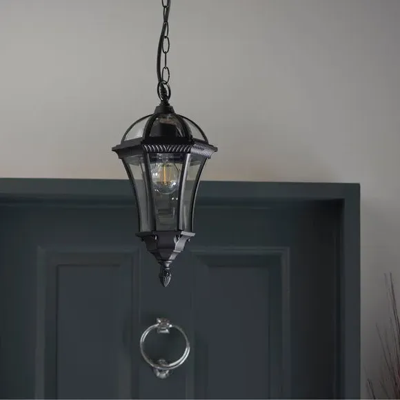 Outdoor Pendant Light with Chain - Black, Aluminium
