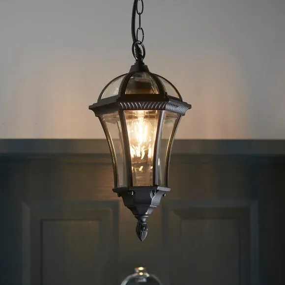Outdoor Pendant Light with Chain - Black, Aluminium