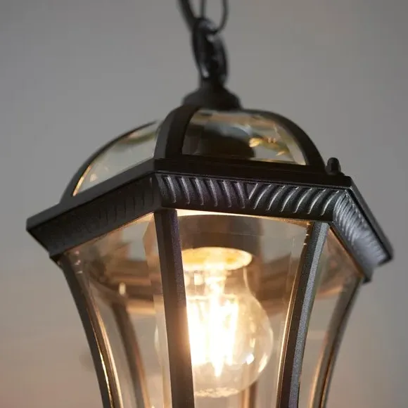 Outdoor Pendant Light with Chain - Black, Aluminium