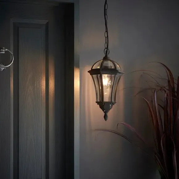 Outdoor Pendant Light with Chain - Black, Aluminium image