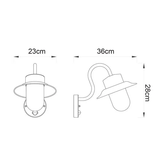 Outdoor PIR Wall Light - Black, Metal