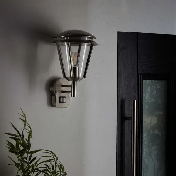 Outdoor PIR Wall Light - Silver, Steel