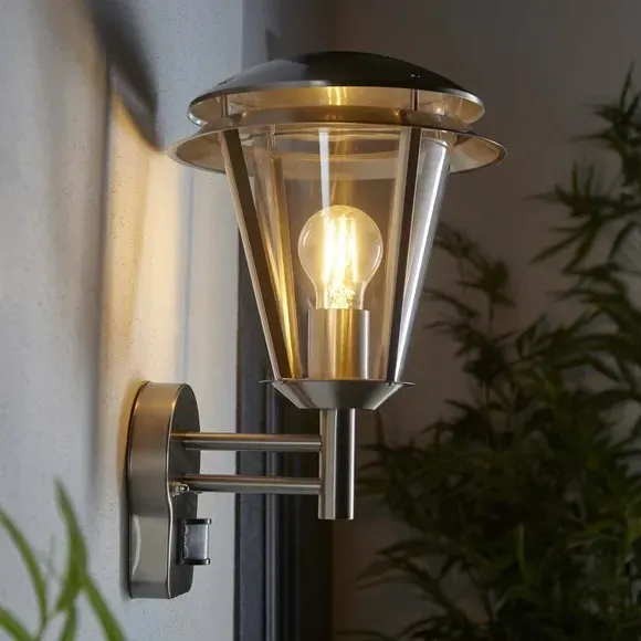 Outdoor PIR Wall Light - Silver, Steel