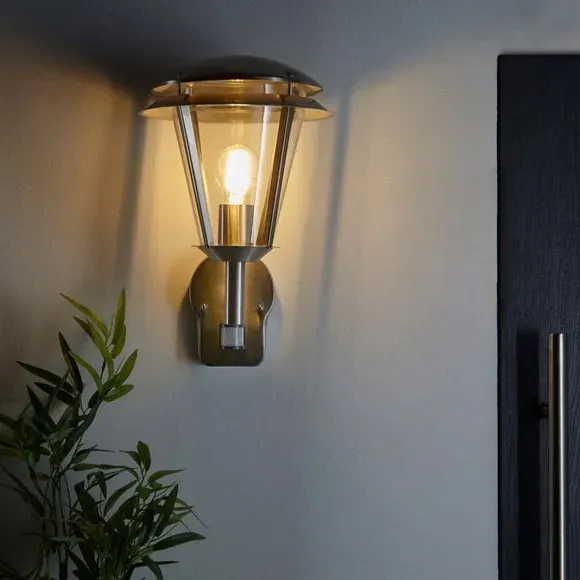 Outdoor PIR Wall Light - Silver, Steel