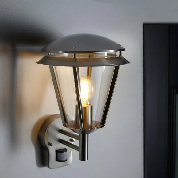 Outdoor PIR Wall Light - Silver, Steel