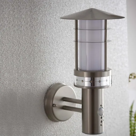 Outdoor PIR Wall Light - Silver, Steel