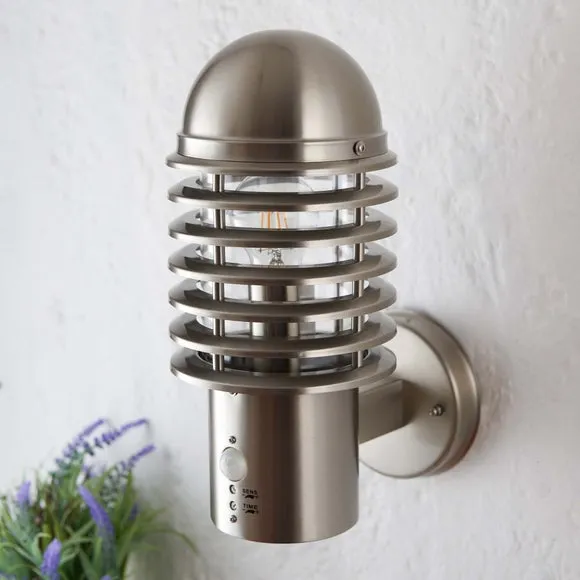 Outdoor PIR Wall Light - Silver, Steel