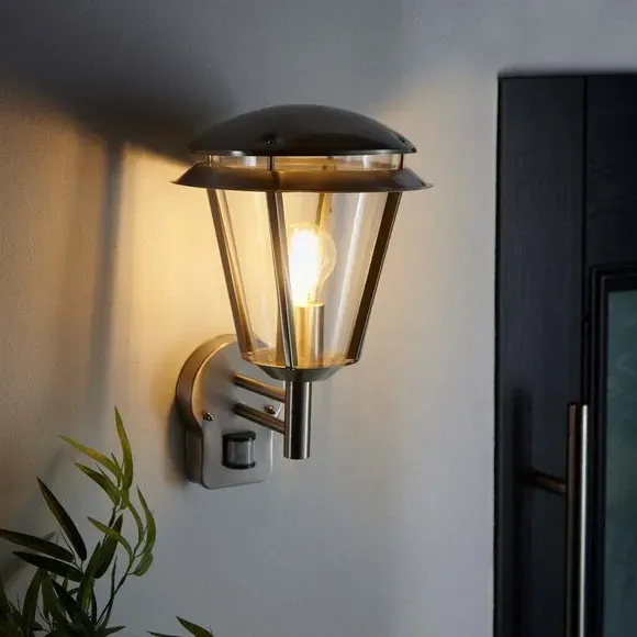 Outdoor PIR Wall Light - Silver, Steel