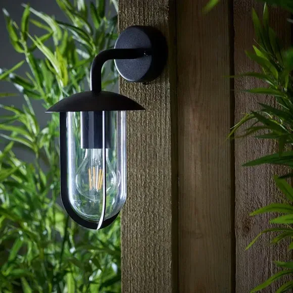 Outdoor Wall Light with Clear Shade - Black