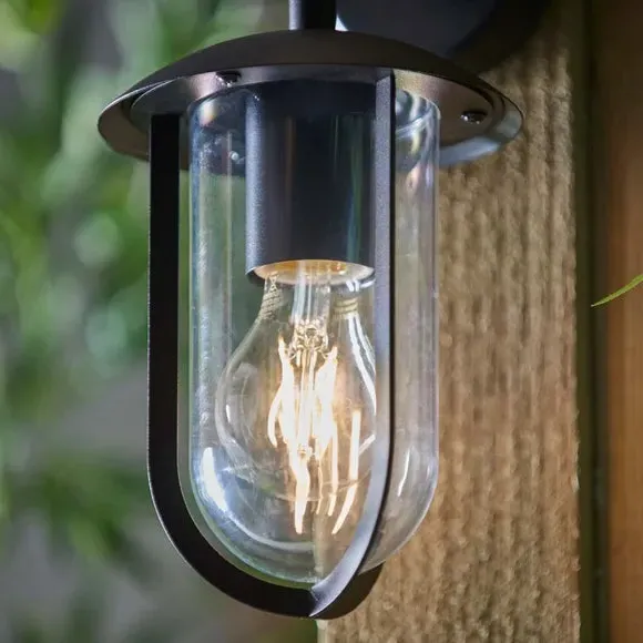Outdoor Wall Light with Clear Shade - Black