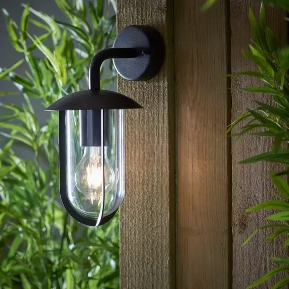Outdoor Wall Light with Clear Shade - Black image