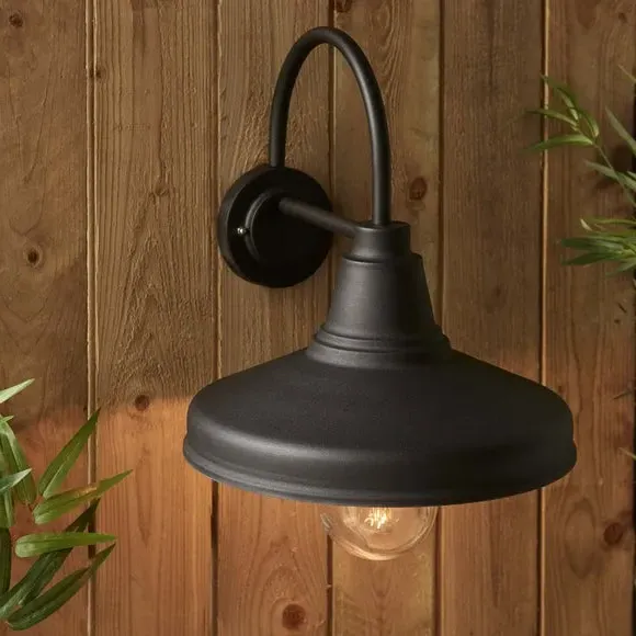 Outdoor Wall Light with Glass Shade - Black