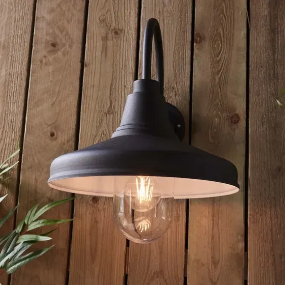 Outdoor Wall Light with Glass Shade - Black