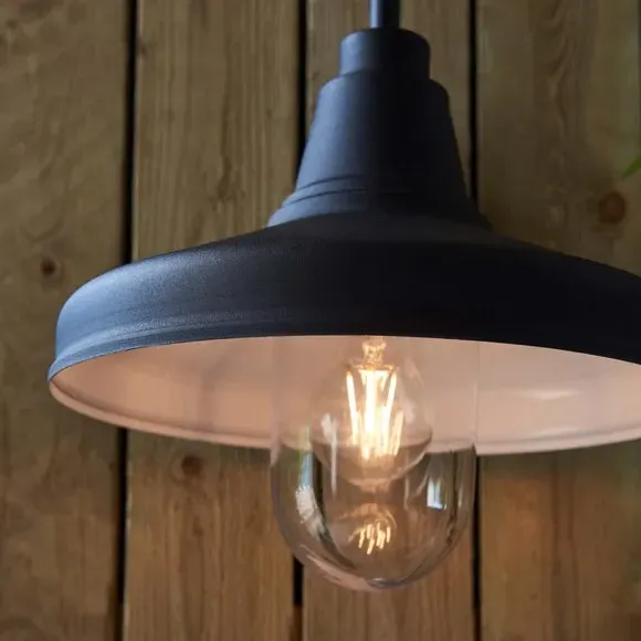 Outdoor Wall Light with Glass Shade - Black