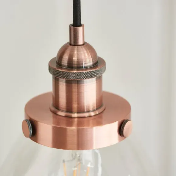 Pendant Light with Adjustable Drop - Copper, Glass