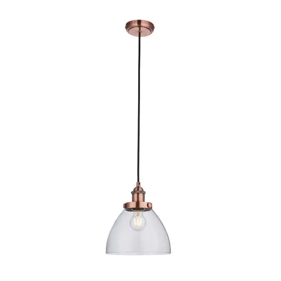 Pendant Light with Adjustable Drop - Copper, Glass