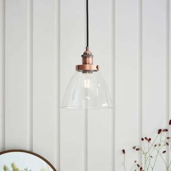 Pendant Light with Adjustable Drop - Copper, Glass image