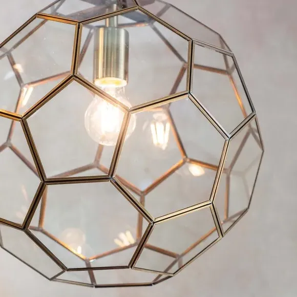Pentagon Pendant Light - Brass, Glass