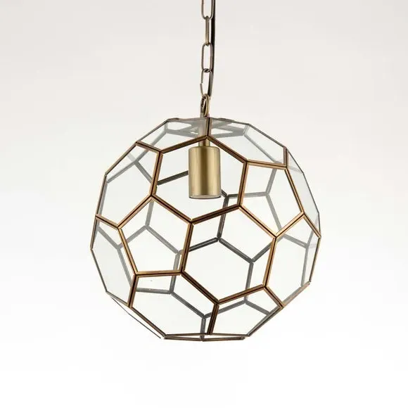 Pentagon Pendant Light - Brass, Glass