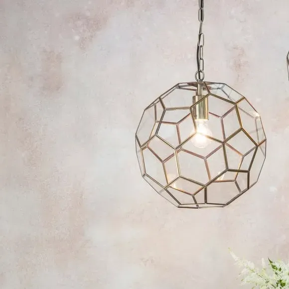 Pentagon Pendant Light - Brass, Glass
