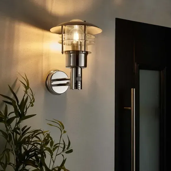 PIR Outdoor Wall Light - Silver, Stainless Steel