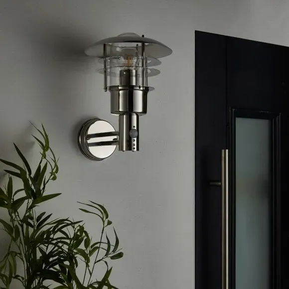 PIR Outdoor Wall Light - Silver, Stainless Steel