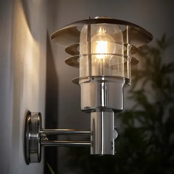 PIR Outdoor Wall Light - Silver, Stainless Steel