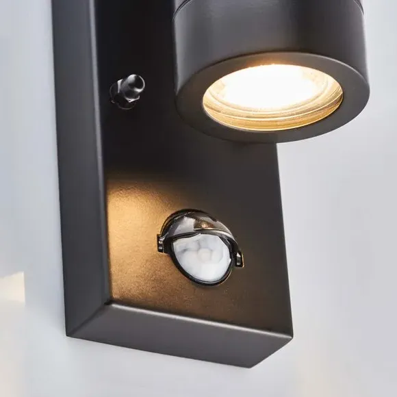 PIR Sensor Outdoor Wall Light - Black, Steel