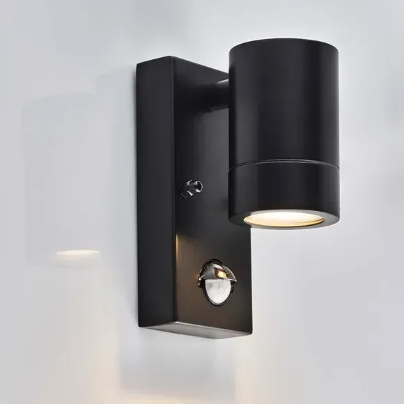 PIR Sensor Outdoor Wall Light - Black, Steel image