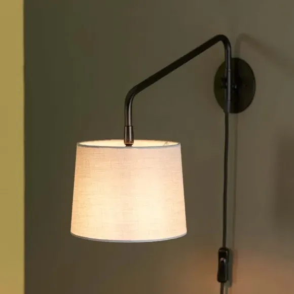 Plug-In Wall Light with Swing Arm - Black