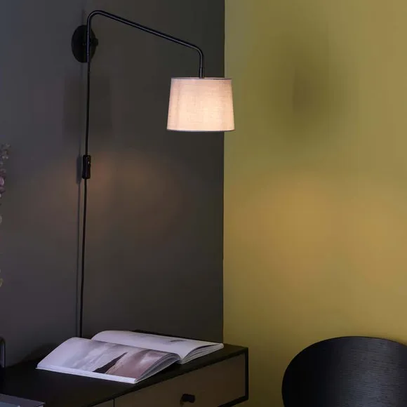 Plug-In Wall Light with Swing Arm - Black
