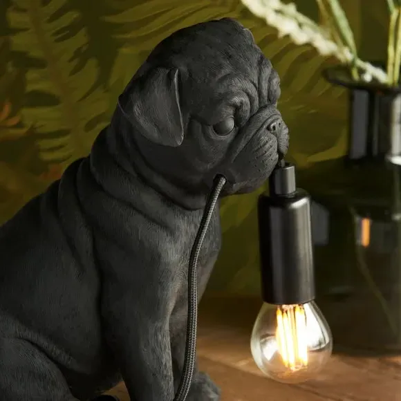 Puppy Table Lamp with Switch - Black, Resin