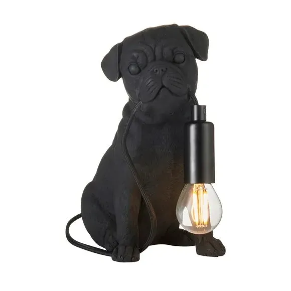 Puppy Table Lamp with Switch - Black, Resin